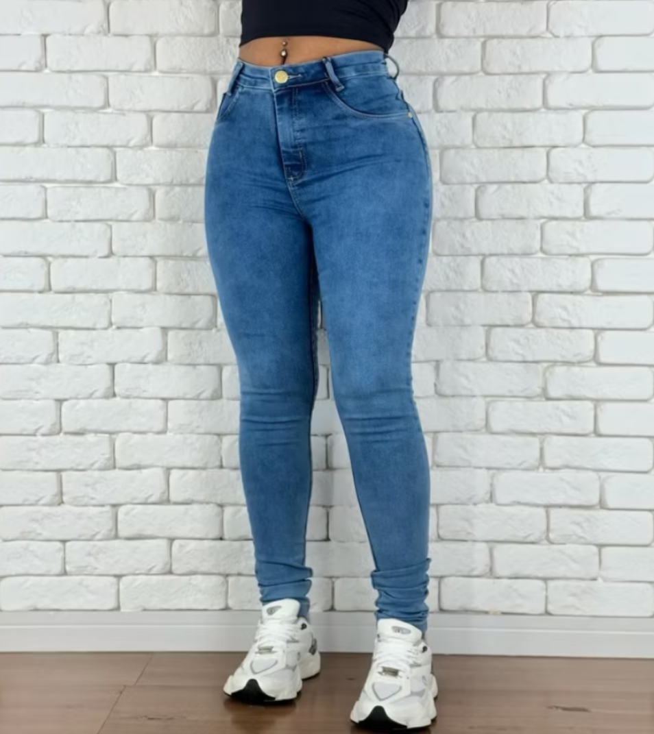 Calça Jeans Feminina Marmorizada com Lycra Empina Bumbum