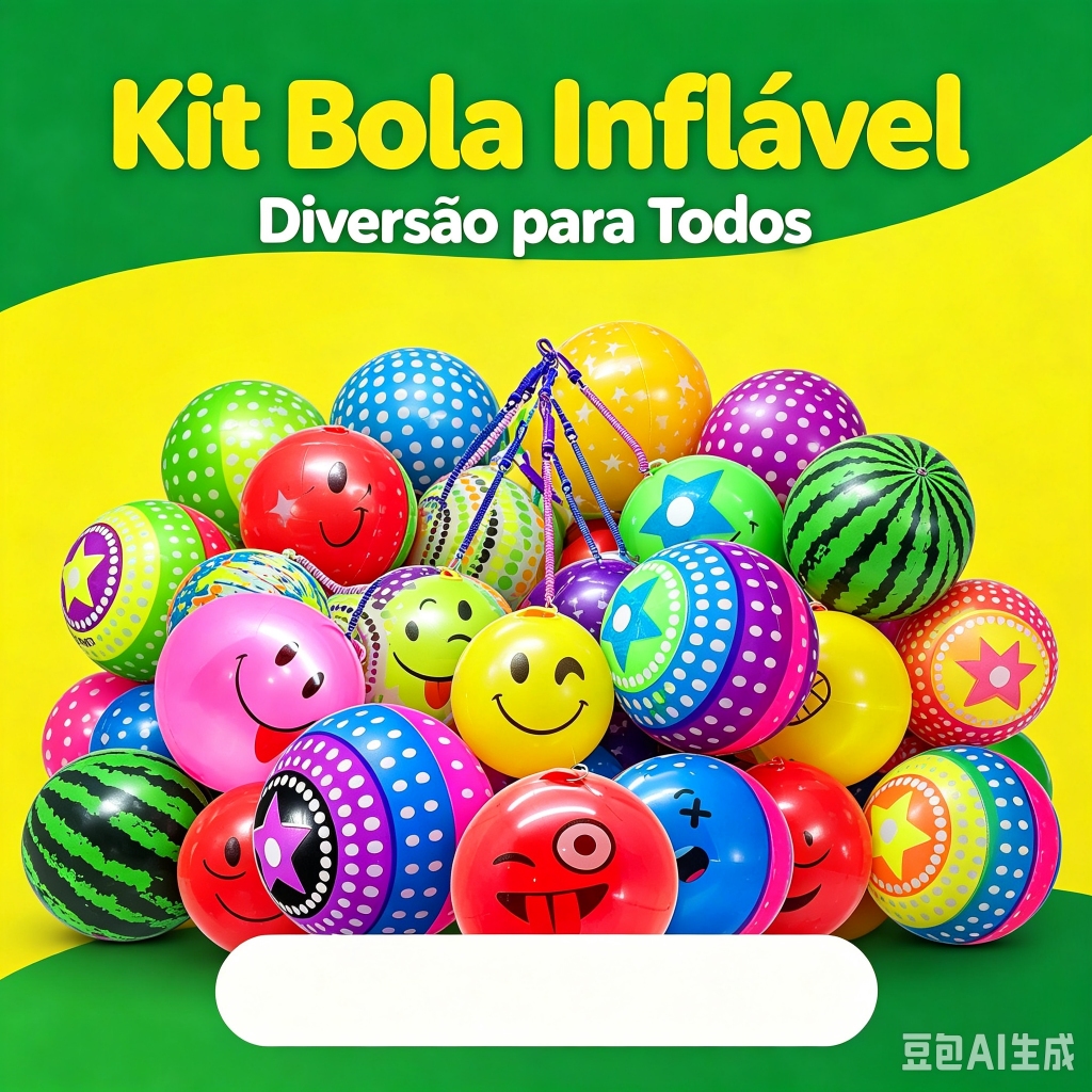 Kit Bolas de Vinil Poing Poing com Cordão 23cm